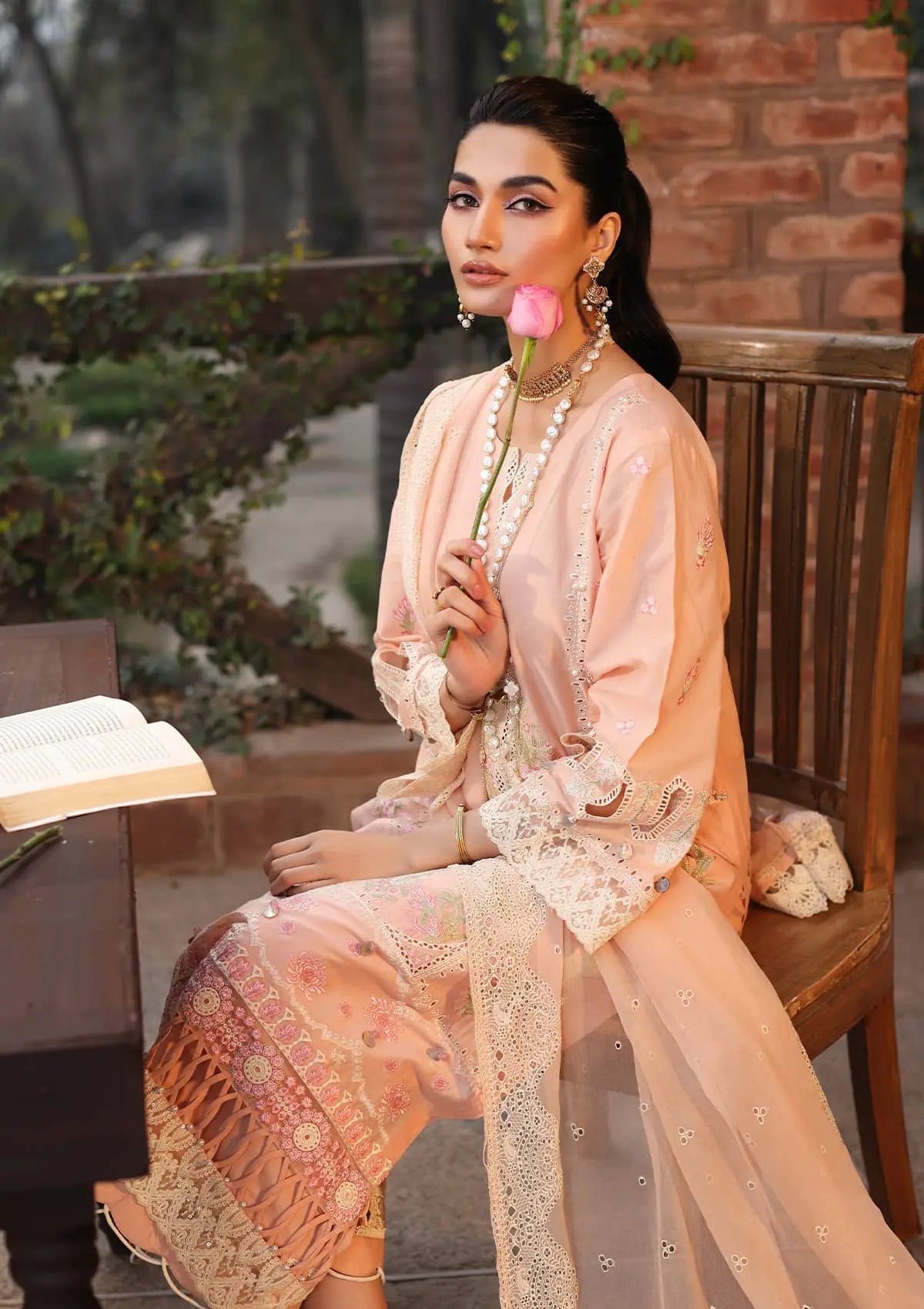 Light Pink Semi-stitched embroidery Suit