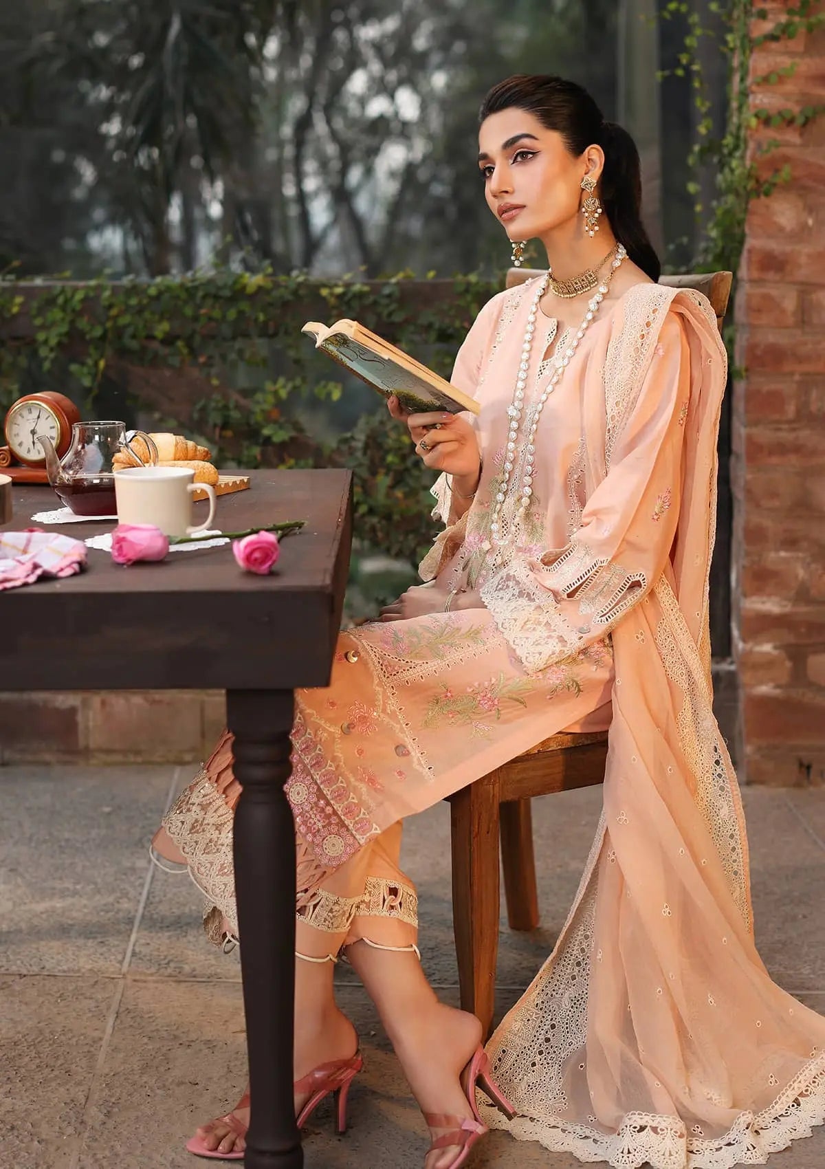 Light Pink Semi-stitched embroidery Suit