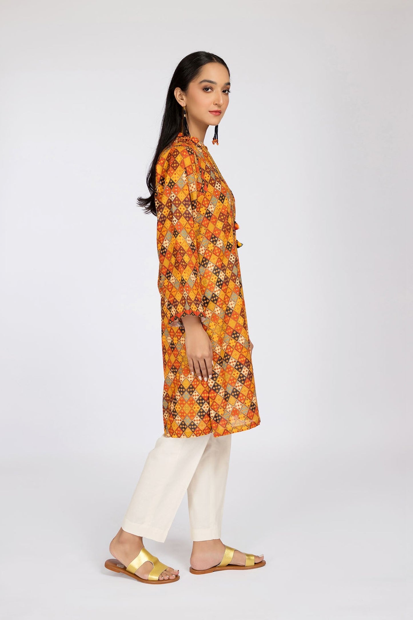 Multi-Coloured Printed Khaddar Shirt