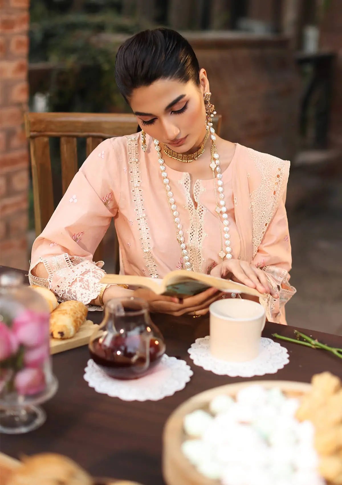 Light Pink Semi-stitched embroidery Suit