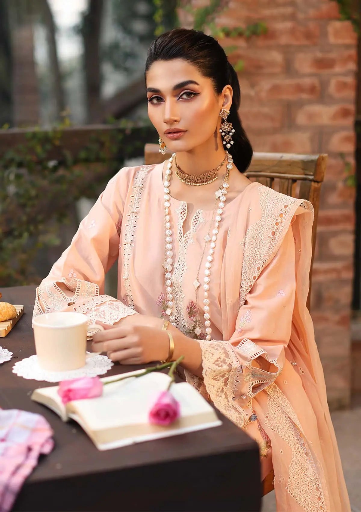 Light Pink Semi-stitched embroidery Suit