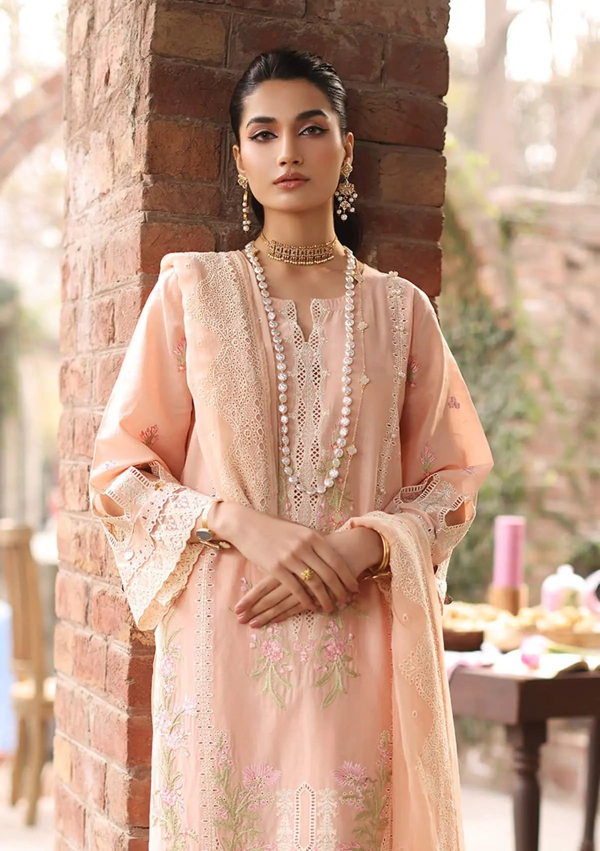 Light Pink Semi-stitched embroidery Suit