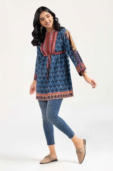 Blue Karandi Digitial Printed Shirt