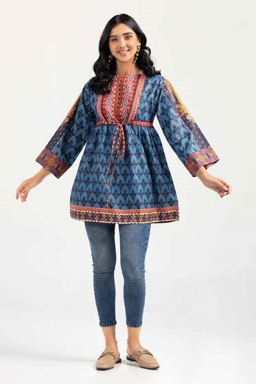 Blue Karandi Digitial Printed Shirt