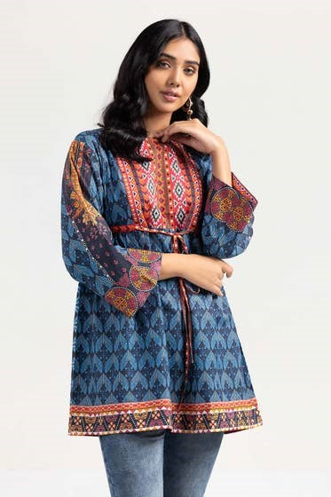 Blue Karandi Digitial Printed Shirt