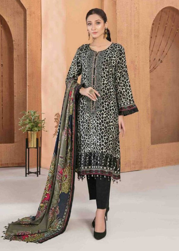 Leapard Print Linen Readymade Suit