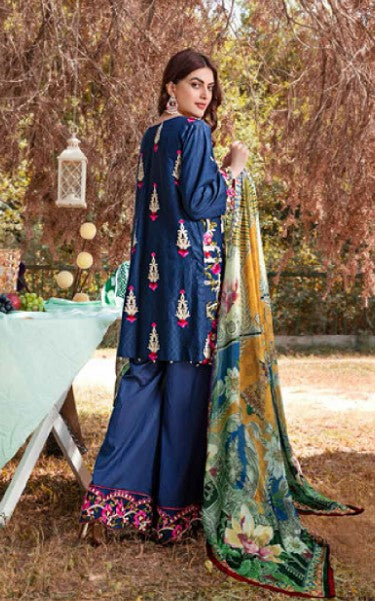 Navy Blue Winter Embroidered Unstitched Suit
