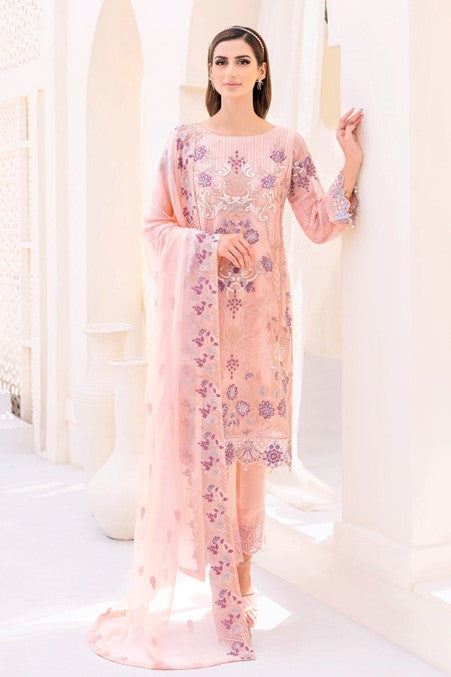 Light Pink Embroidered Chiffon Suit