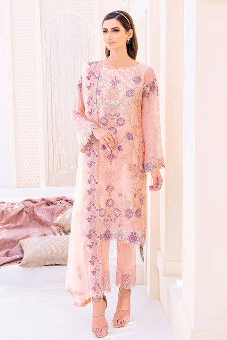 Light Pink Embroidered Chiffon Suit