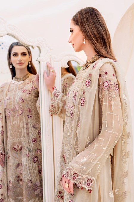Light Brown Embroidered Chiffon Suit