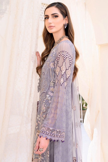 Grey Embroidered Chiffon Suit