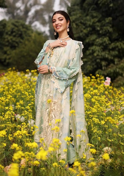 Light blue Semi-stitched embroidery Suit