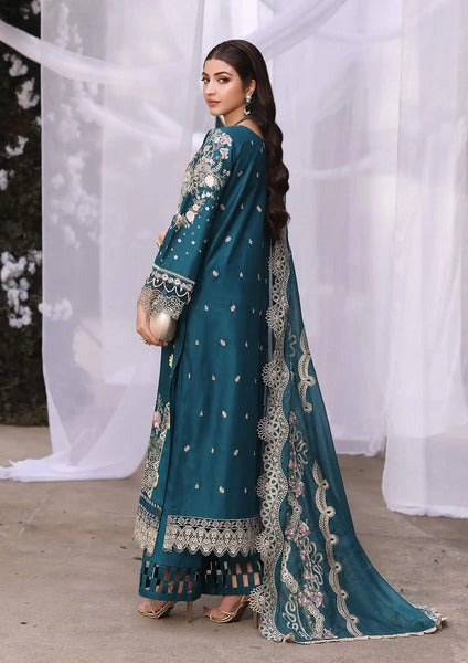 Dark Green Semi-stitched embroidery Suit