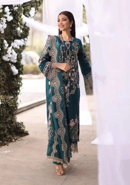Dark Green Semi-stitched embroidery Suit