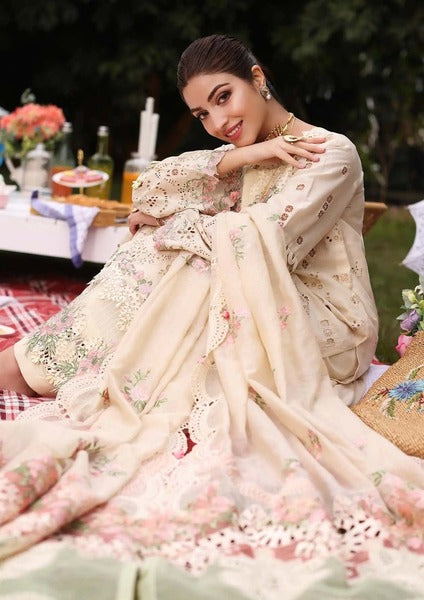 pale yellow Semi-stitched embroidery Suit