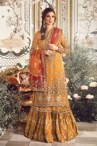 Yellow Unstitched Embroidered wedding outfit