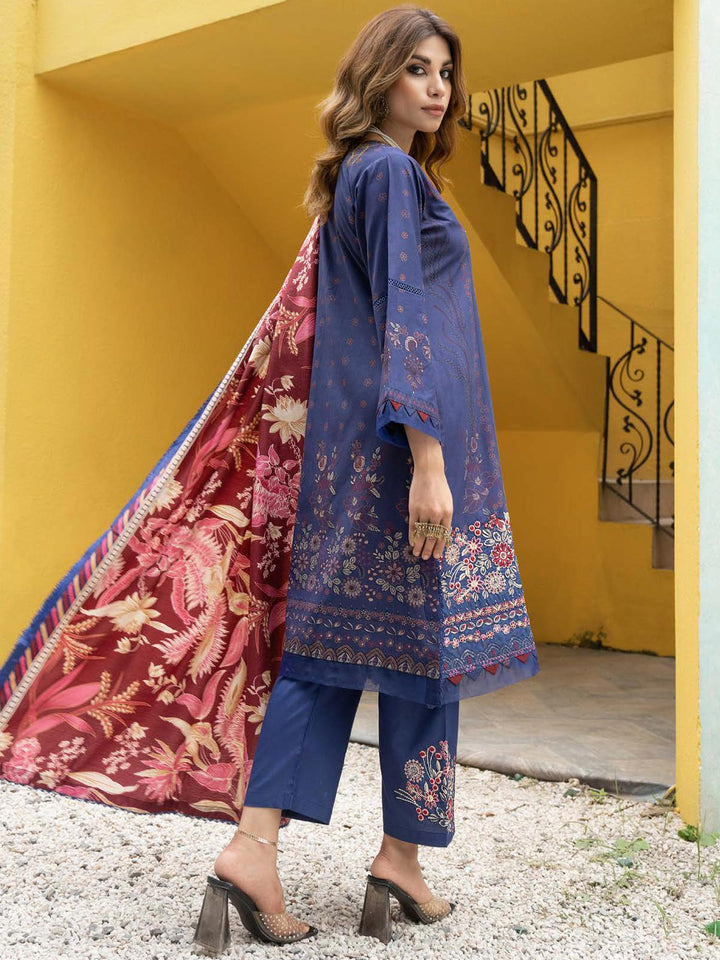 Navy blue Dhanak Readymade Suit