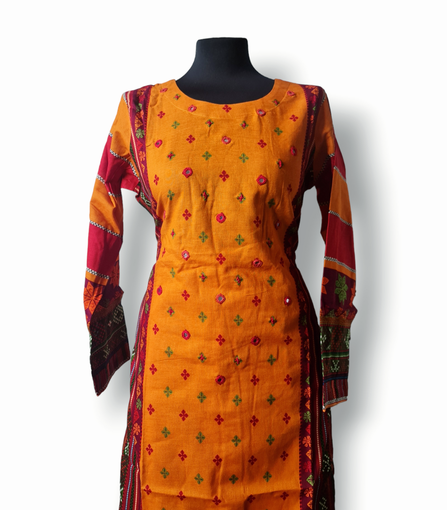 Orange and red Printed/ Embroidered Two Piece Suit