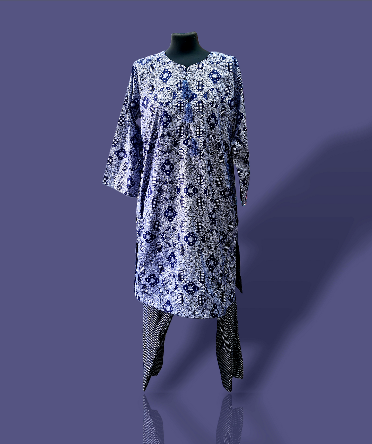 Navy blue lawn 2 piece suit