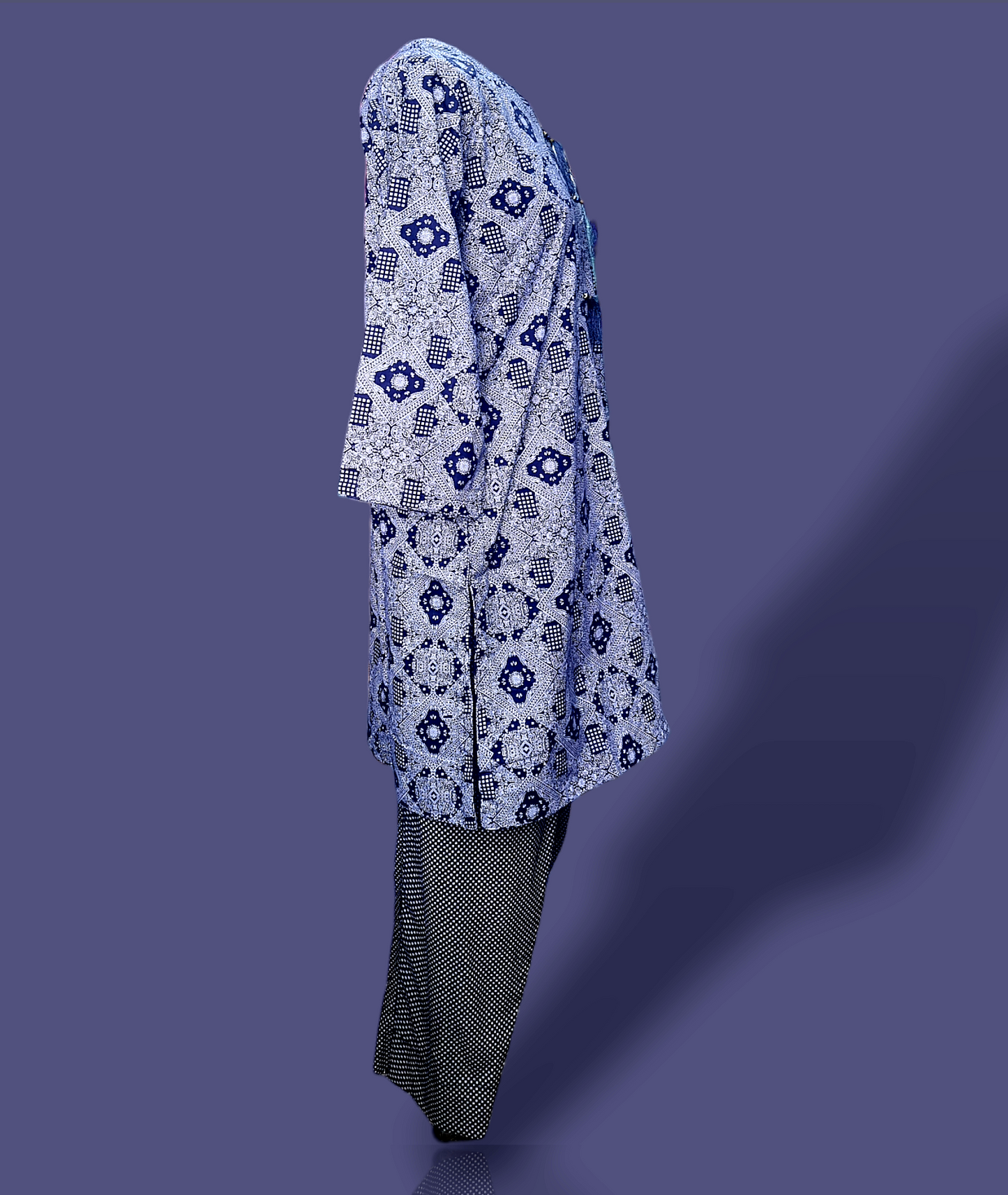 Navy blue lawn 2 piece suit