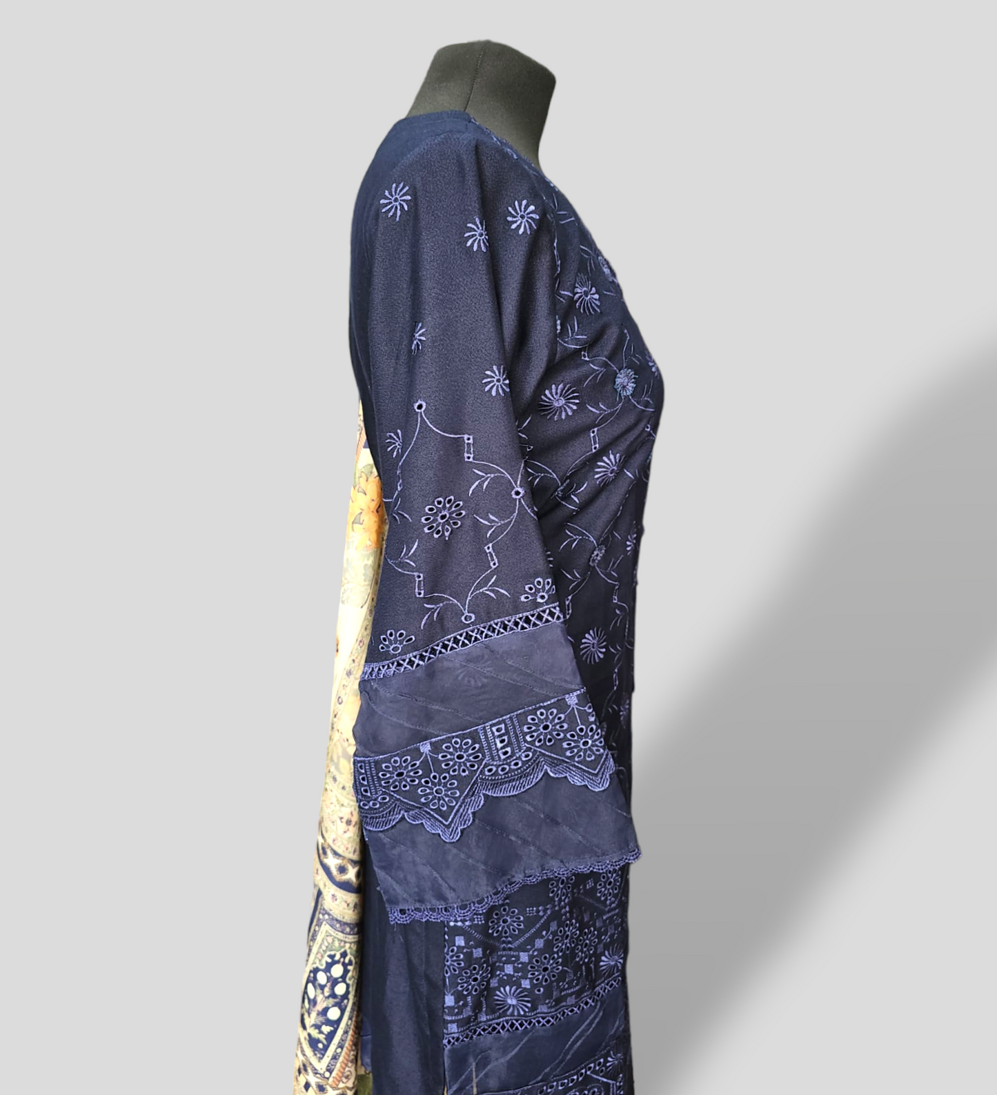 Navy Blue Dhanak Readymade Suit