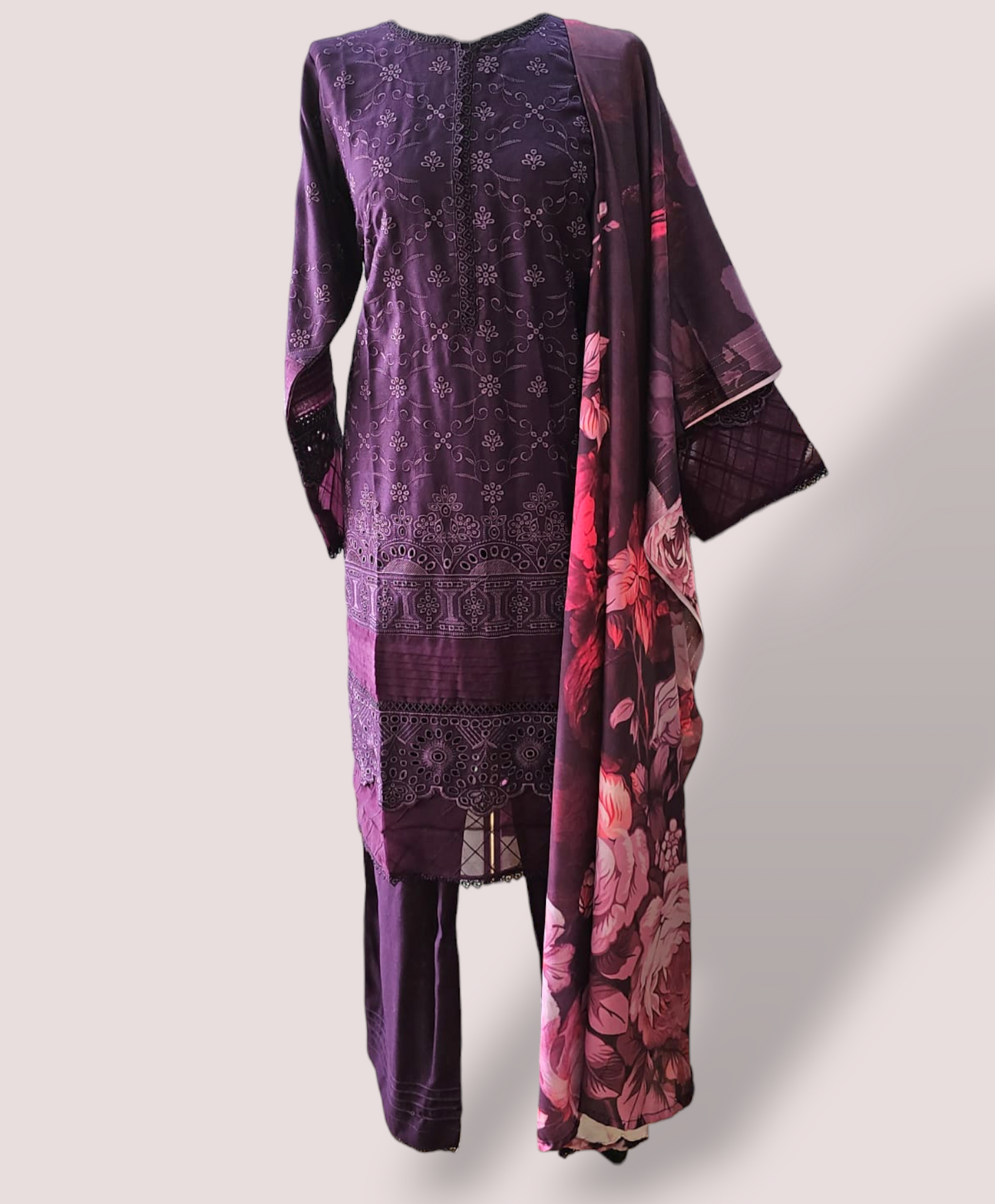 Purple Dhanak Readymade Suit