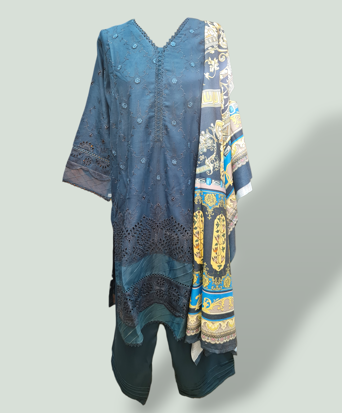 Blue Dhanak Readymade Suit