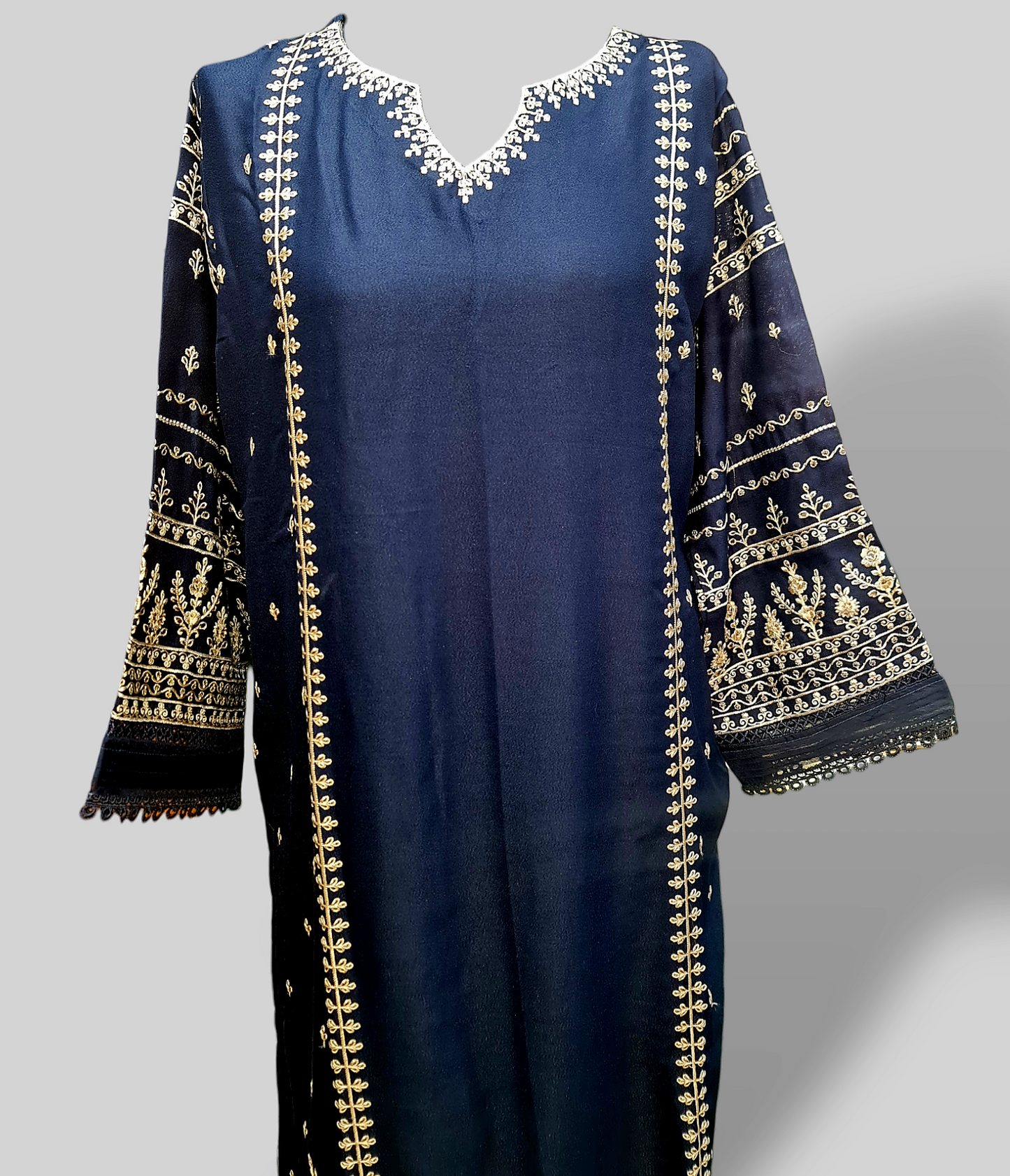 Dark Blue Dhanak Readymade Suit