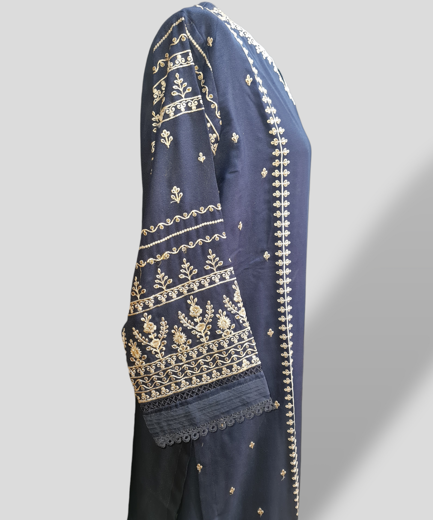 Dark Blue Dhanak Readymade Suit