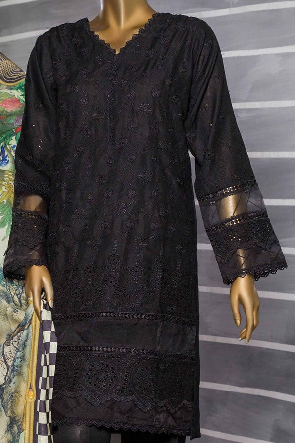 Black Dhanak Readymade Suit