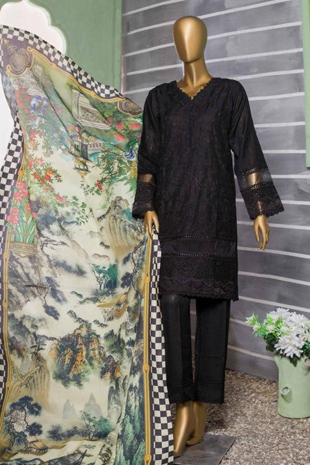 Black Dhanak Readymade Suit