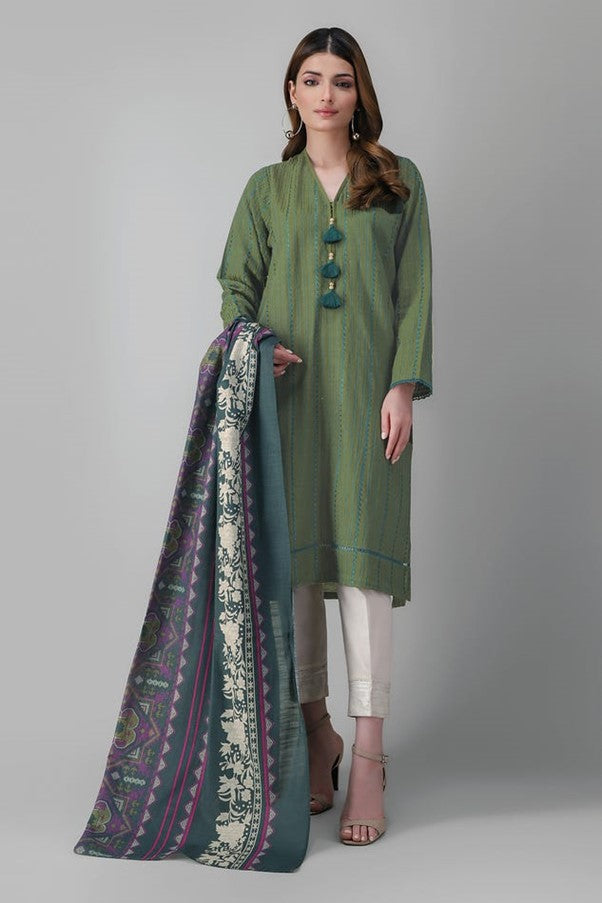 Green Light Khaddar Unstitched 2 Piece Suit