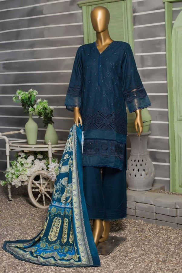 Blue Dhanak Readymade Suit