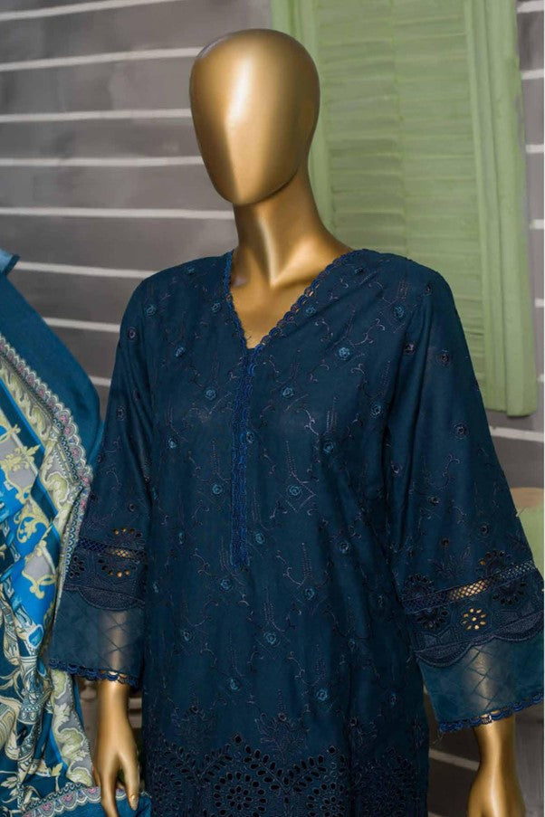 Blue Dhanak Readymade Suit