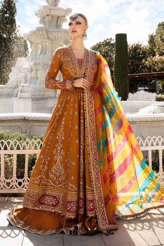 Orange unstitched embroidered cotton satin suit