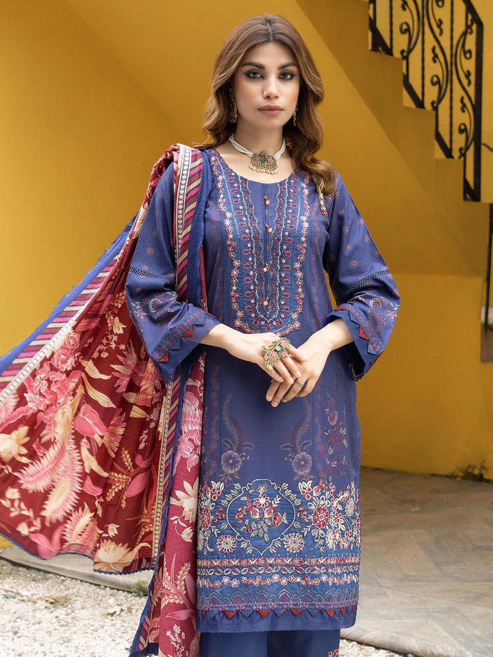 Navy blue Dhanak Readymade Suit