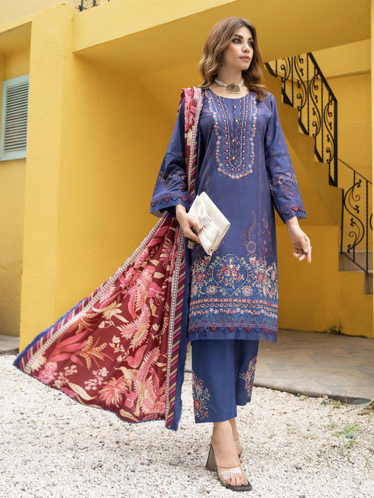 Navy blue Dhanak Readymade Suit