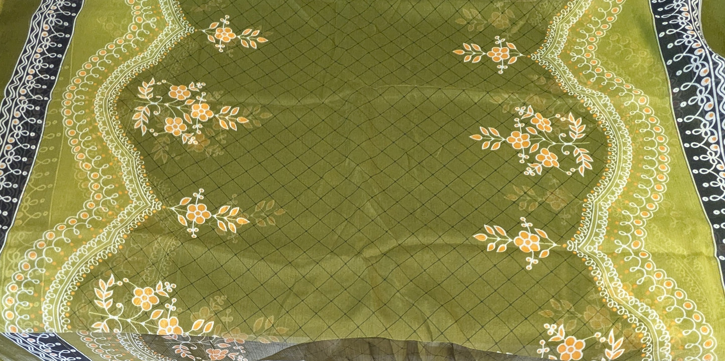 Green embroidered lawn unstitched suit