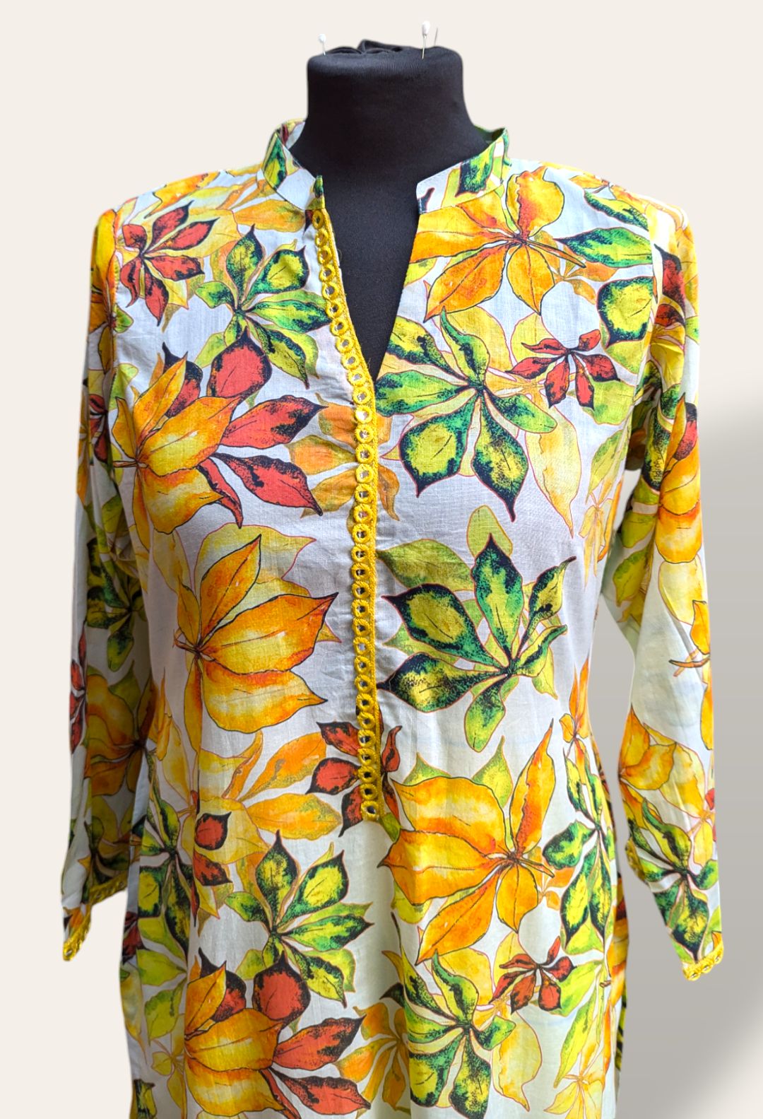 White and pale yellow lawn 2 piece readymade suit