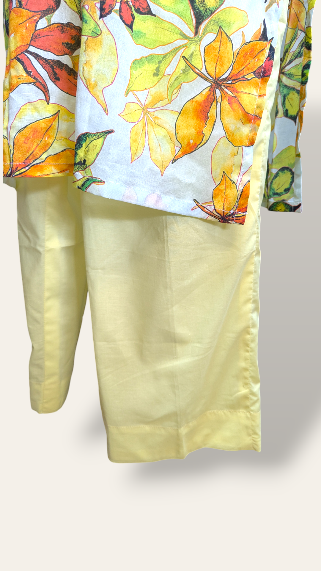 White and pale yellow lawn 2 piece readymade suit