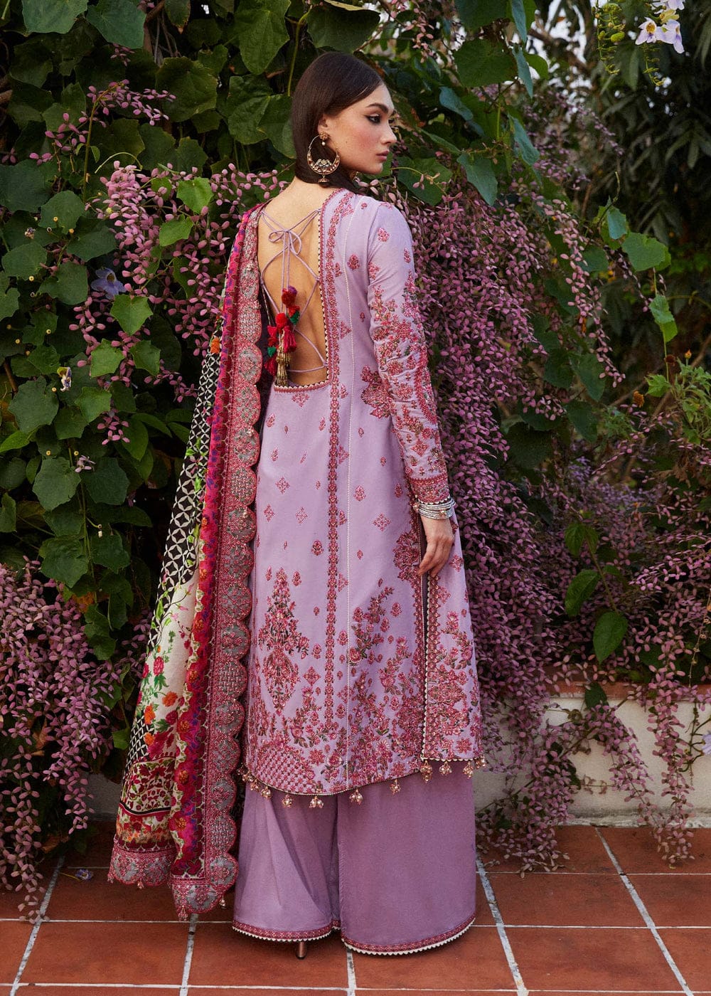 3 Piece Lawn & Silk semi - stitched Suit