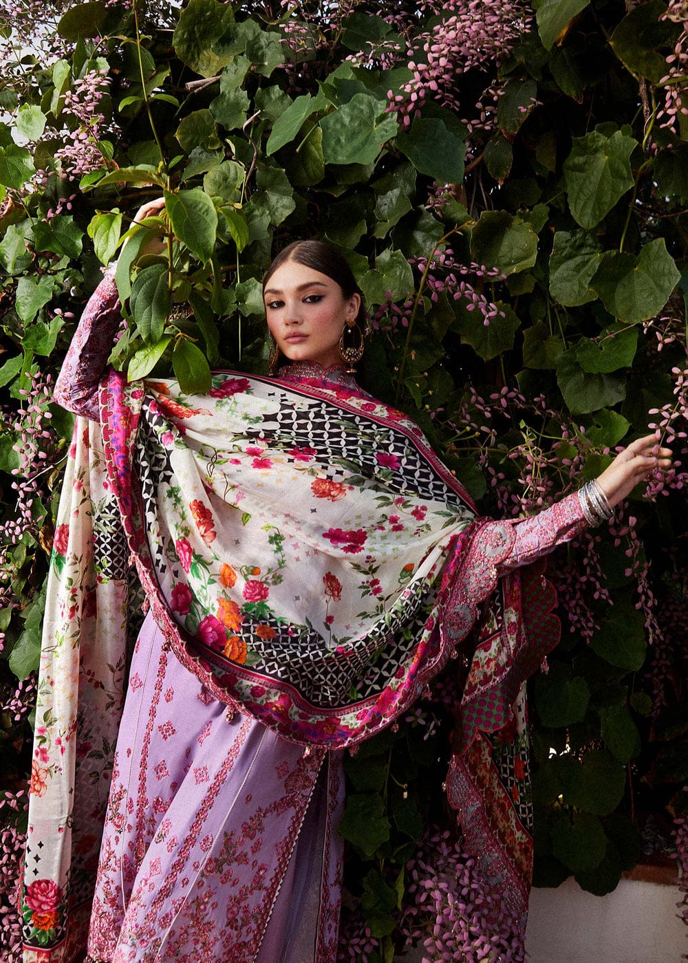 3 Piece Lawn & Silk semi - stitched Suit