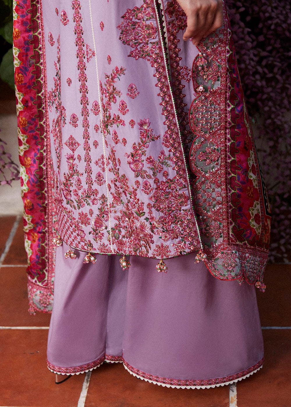 3 Piece Lawn & Silk semi - stitched Suit