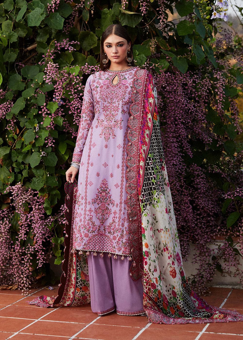 3 Piece Lawn & Silk semi - stitched Suit