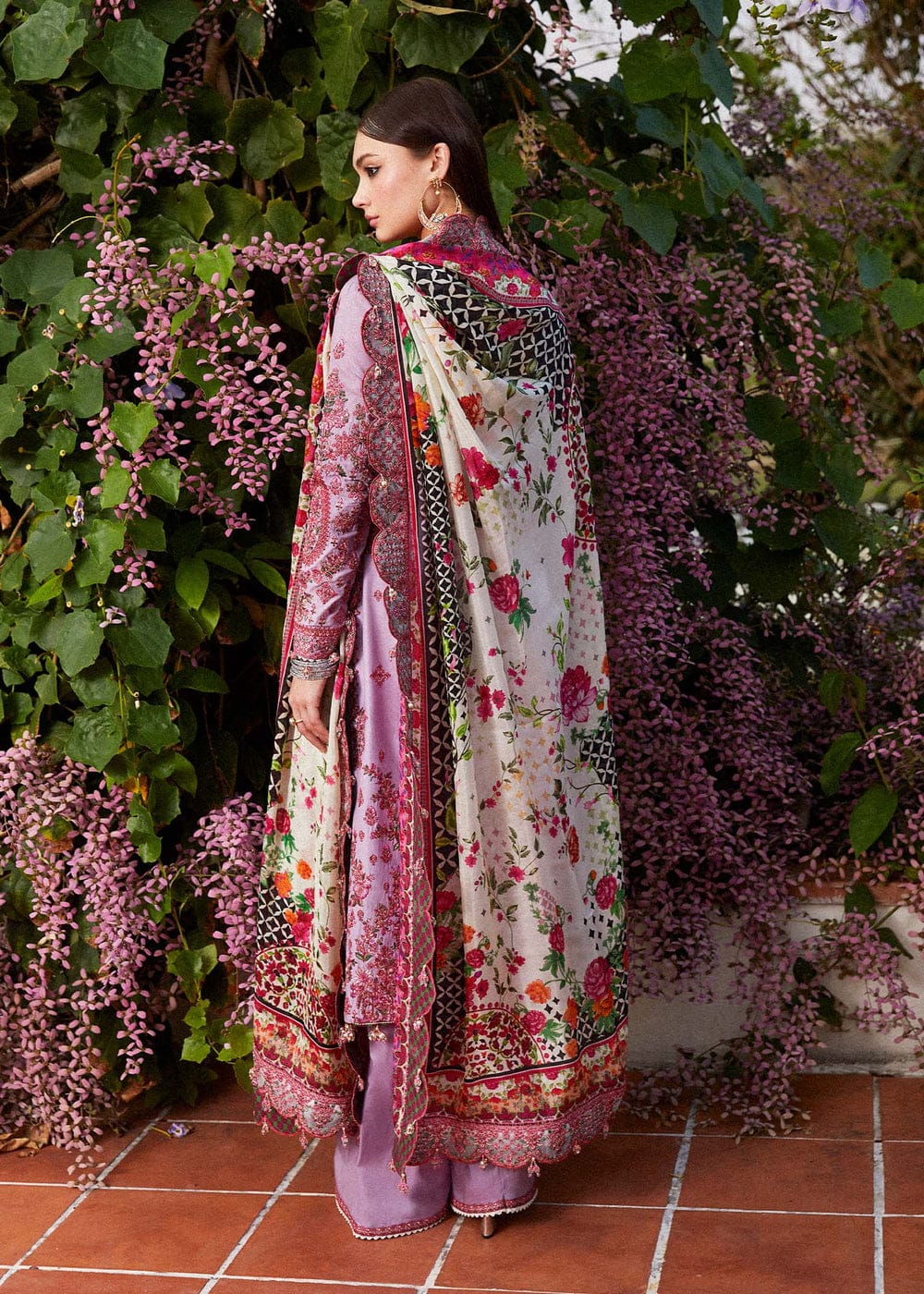 3 Piece Lawn & Silk semi - stitched Suit