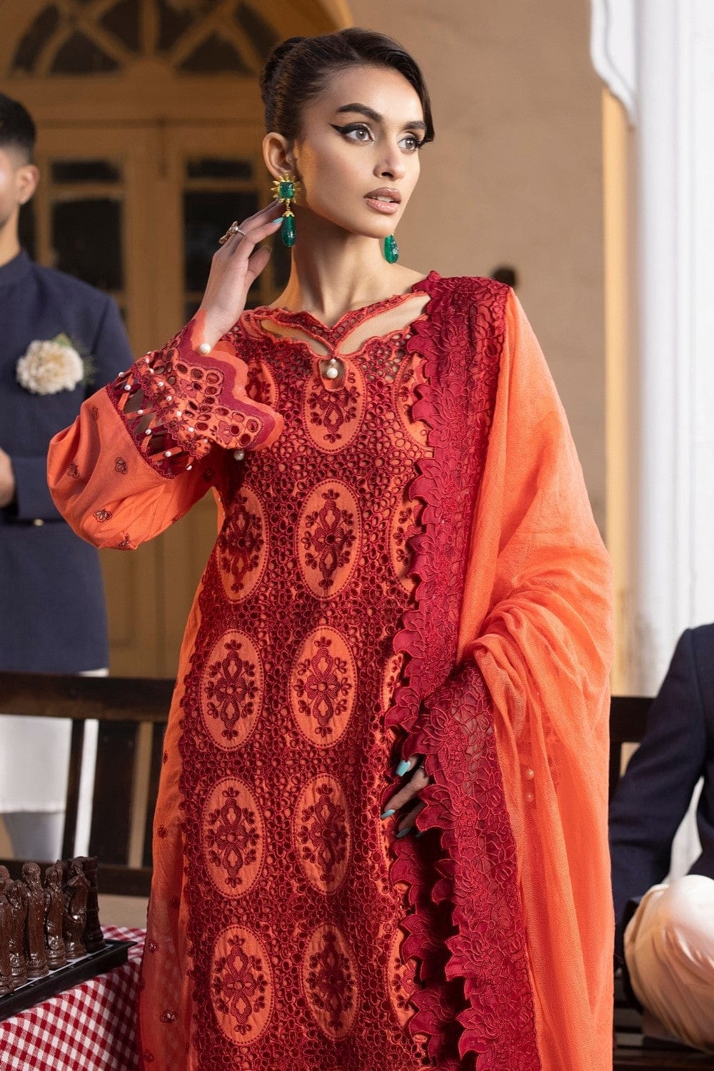 Embroidered Schiffli 3 Piece Suit