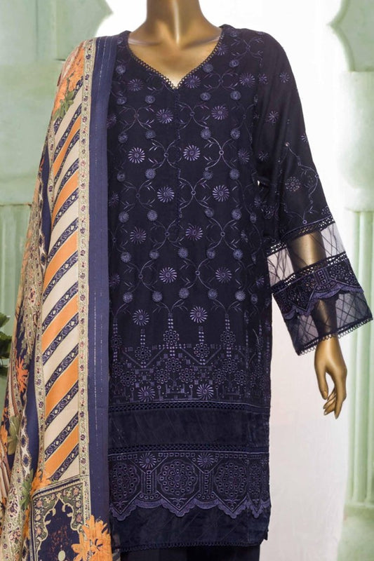 Navy Blue Dhanak Readymade Suit