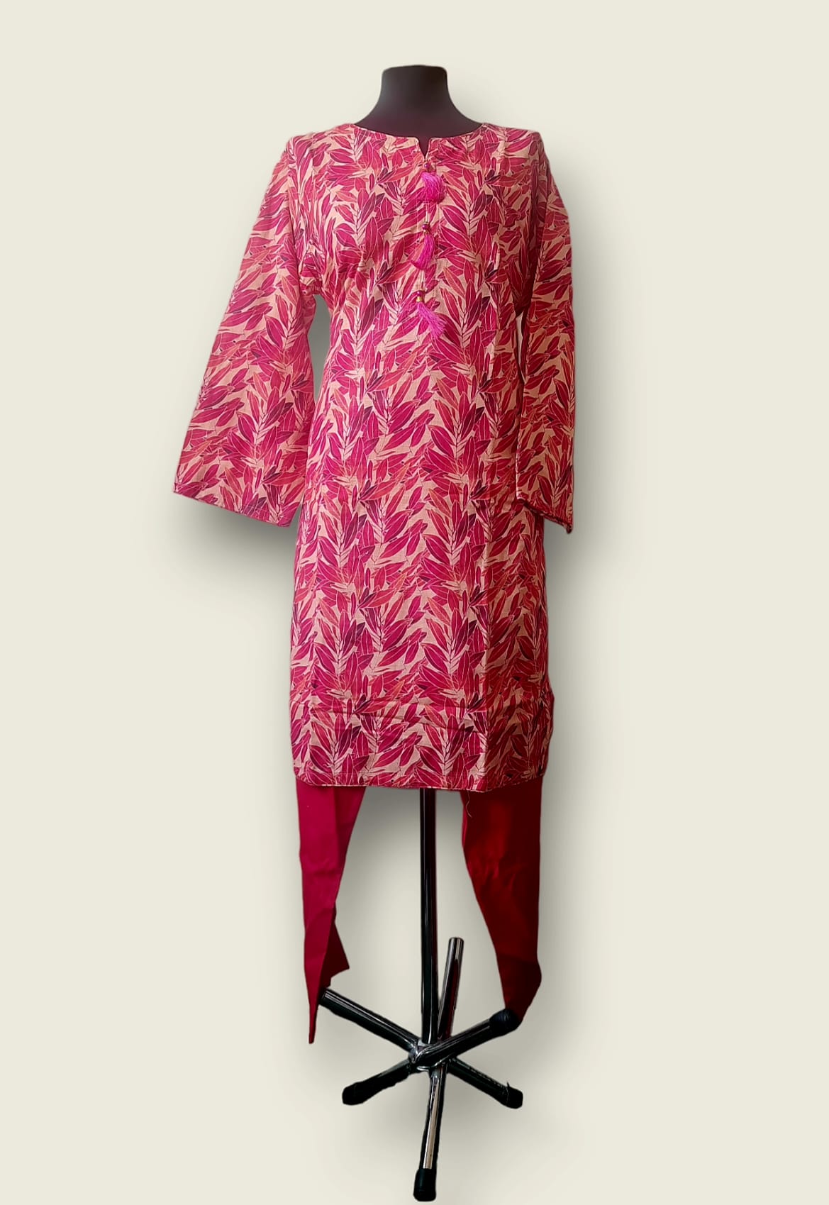 Pink Printed Three Piece Suit