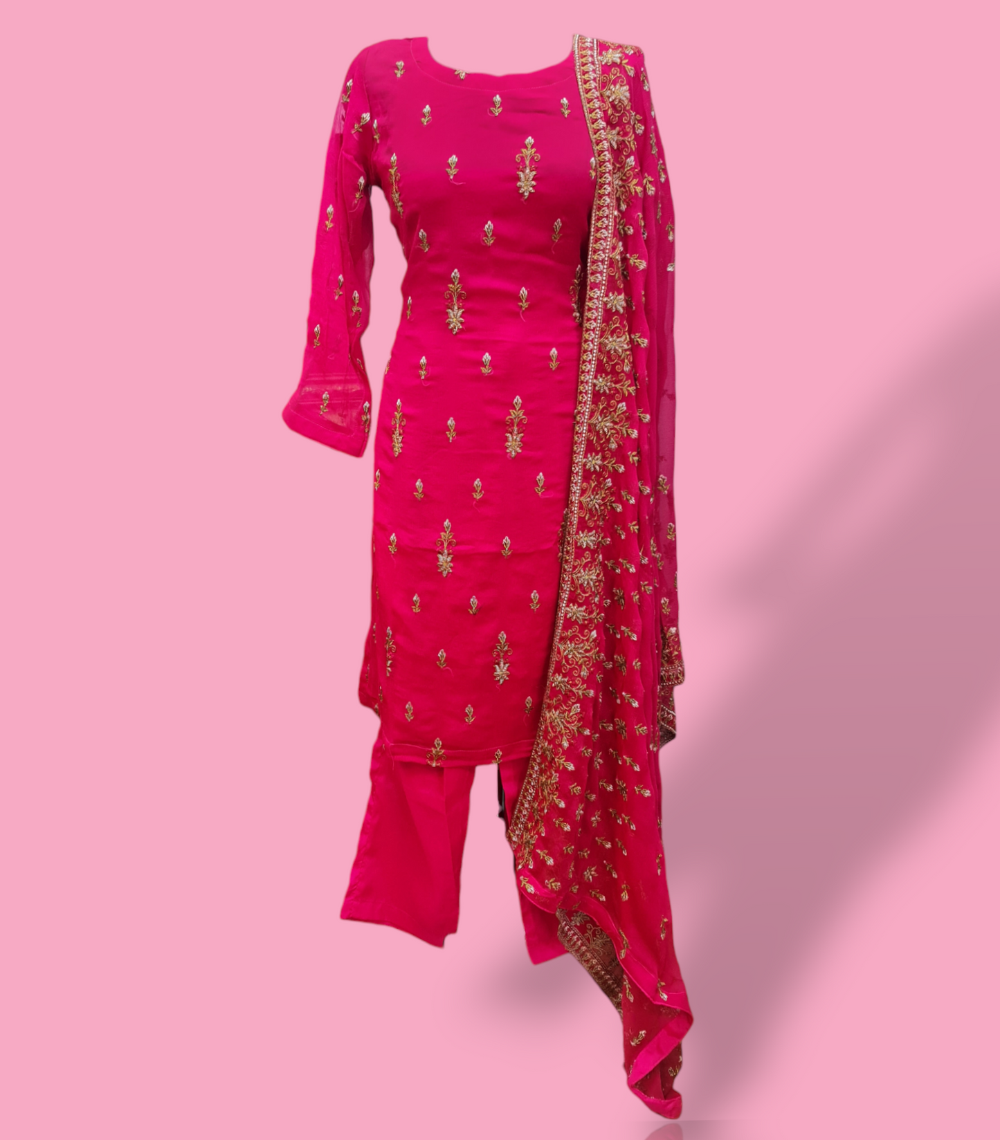 Pink embroidered suit