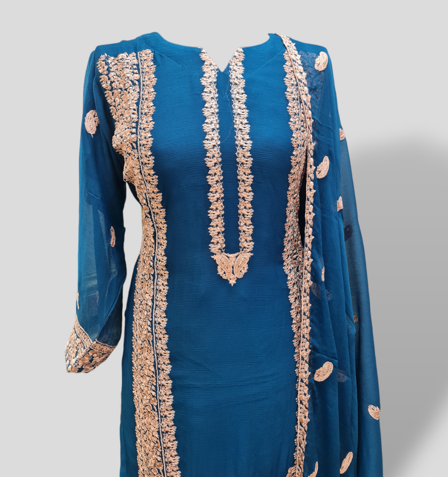 Beautiful chiffon readymade embroidered suit